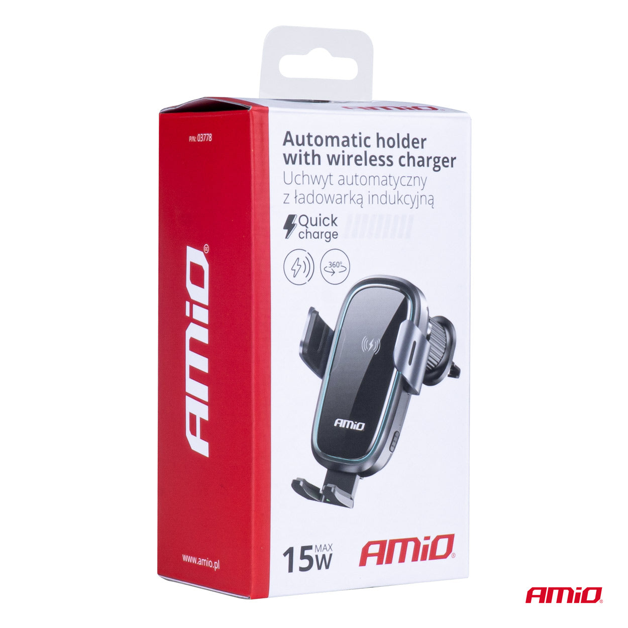 Puhelinteline induktiivisella laturilla 15W AMIO-03778