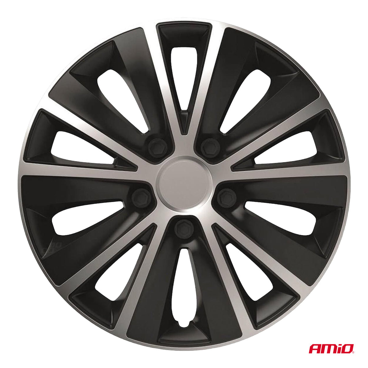 Ajoneuvon pölykapseli 4 kpl sarja Rapide musta ja hopea 15" COLOR BOX