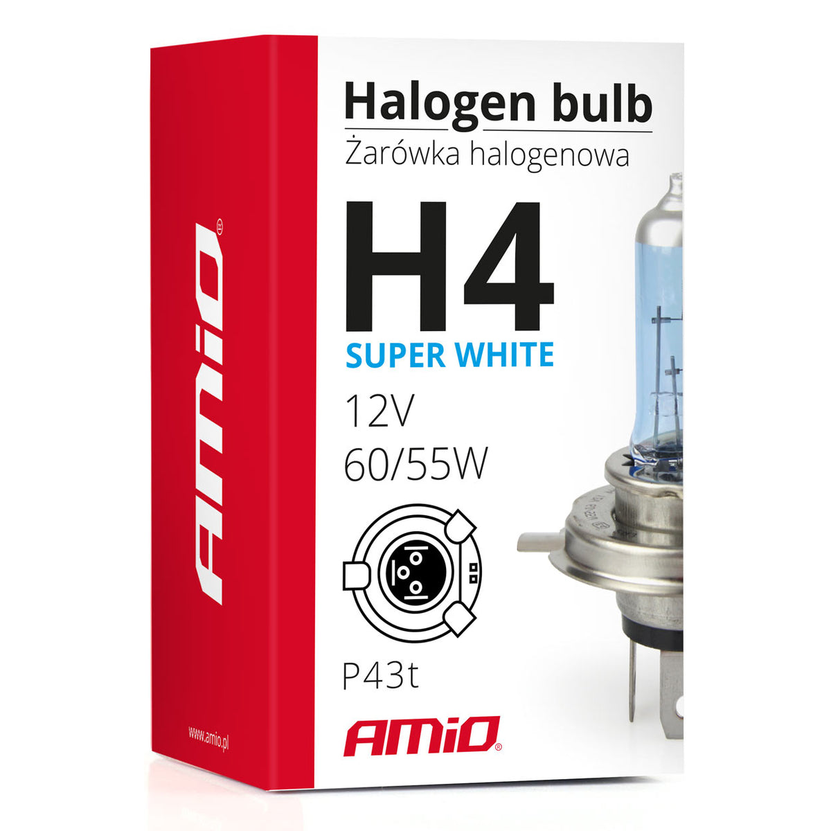 Halogeenipolttimo H4 12 V 60/55 W UV-suodatin (E8) Super White