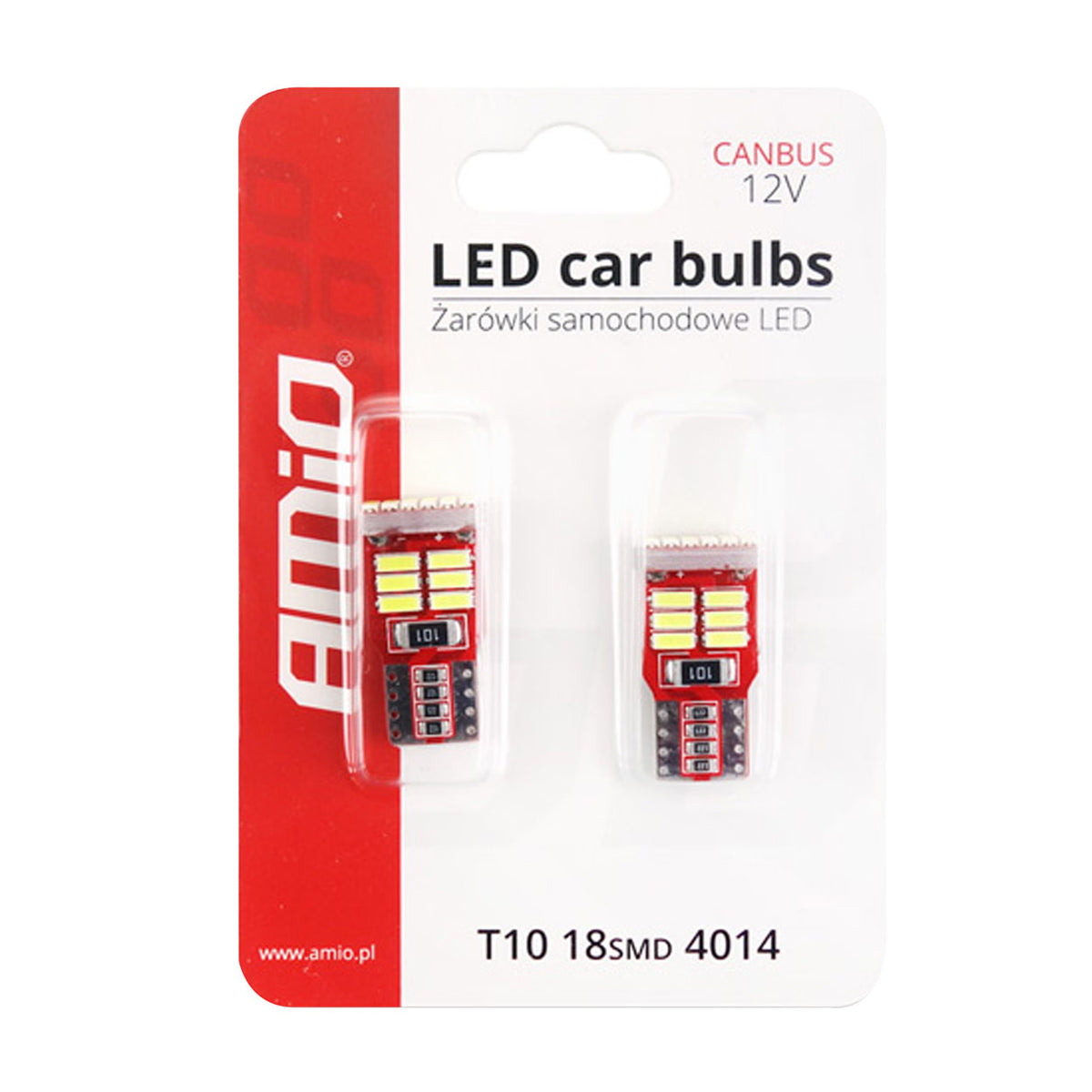 LED-polttimo CANBUS 18SMD 4014 T10 (W5W) valkoinen 12V