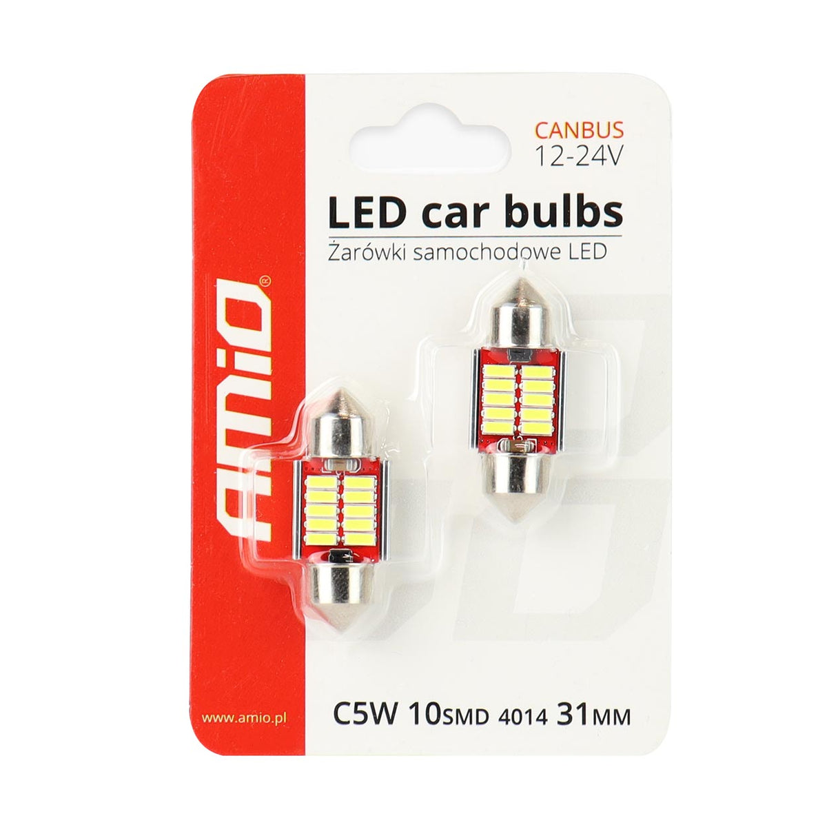 LED-polttimo CANBUS 4014 10SMD Festoon C5W/C10W/C3W 31mm valkoinen 12V/24V