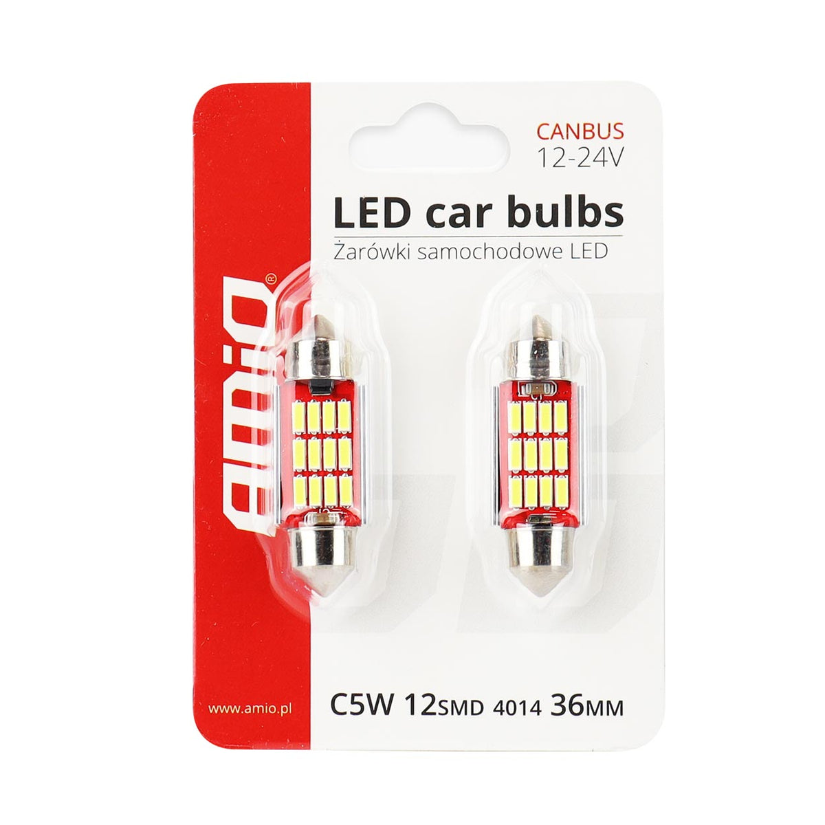 LED-polttimo CANBUS 4014 12SMD Festoon C5W/C10W/C3W 36mm valkoinen 12V/24V