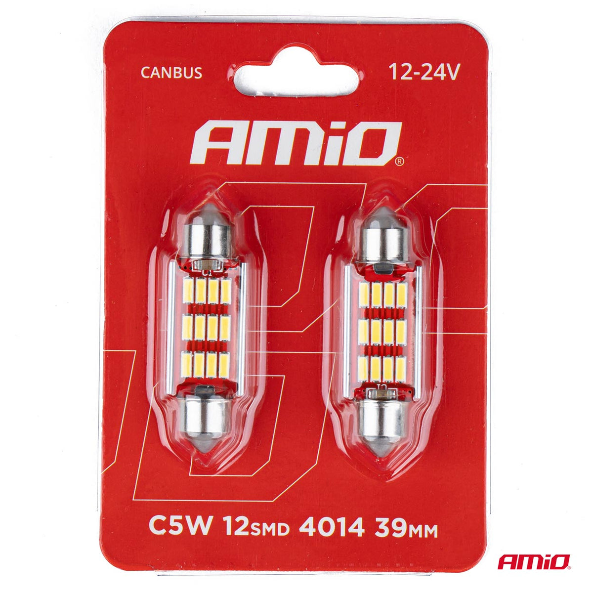 LED-polttimo CANBUS 4014 12SMD Festoon C5W/C10W/C3W 39mm valkoinen 12V/24V