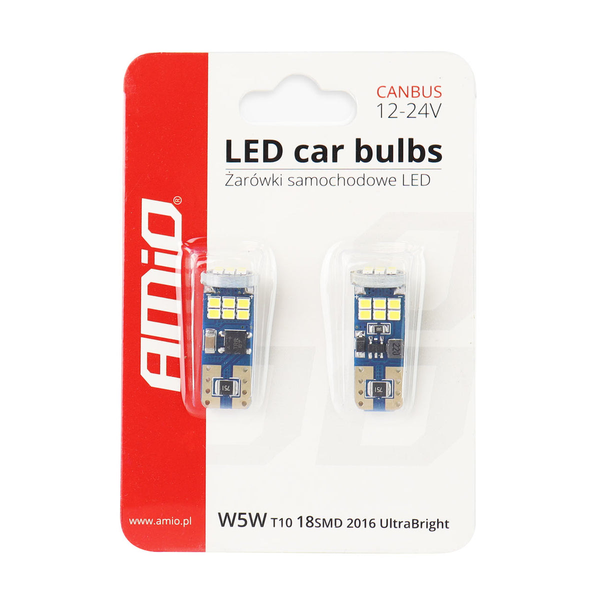 LED-polttimo CANBUS 18SMD UltraBright 2016 T10e (W5W) valkoinen 12V/24V
