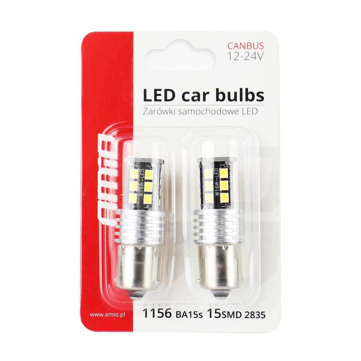 LED-polttimo CANBUS 2835 15SMD 1156 BA15S P21W R10W R5W valkoinen 12V/24V