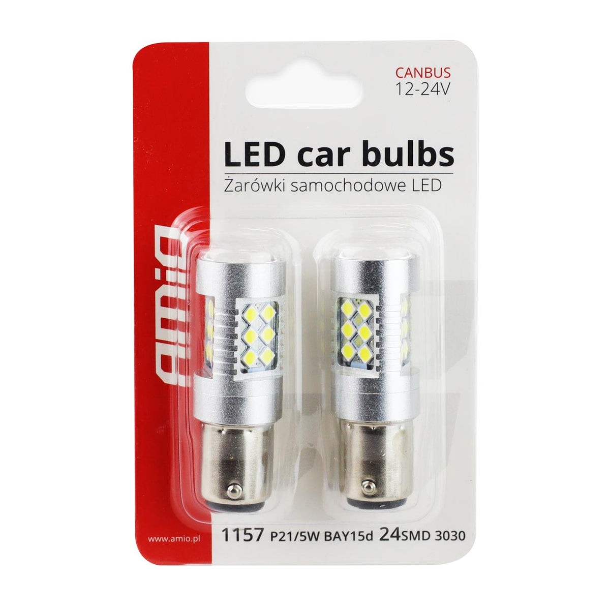 LED-polttimo CANBUS 3030 24SMD 1157 BAY15D P21/5W valkoinen 12V/24V