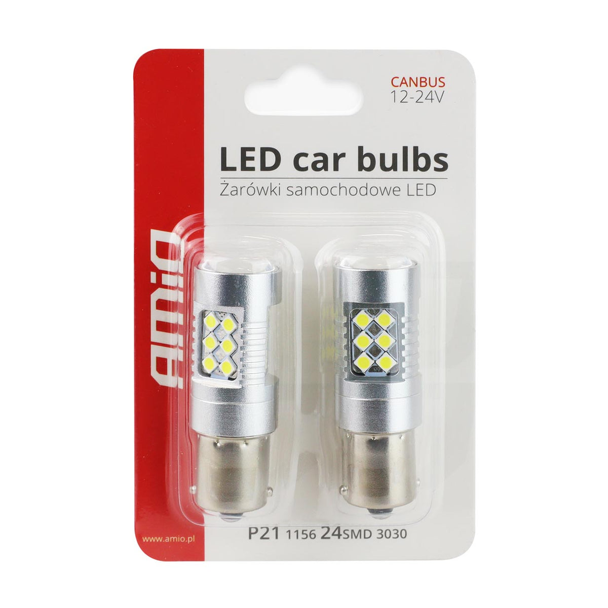 LED-polttimo CANBUS 3030 24SMD 1156 BA15S P21W valkoinen 12V/24V