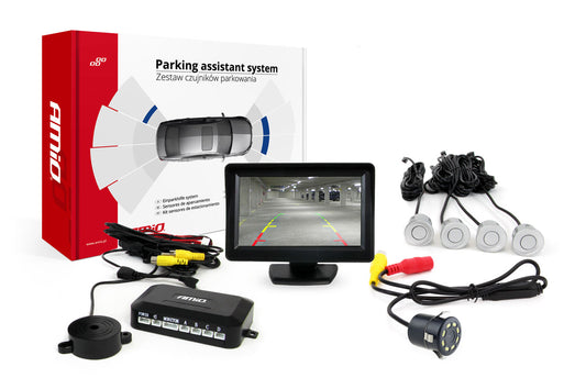 Pysäköintiavustin TFT01 4,3" HD-308-LED-kameralla ja 4 anturilla hopea