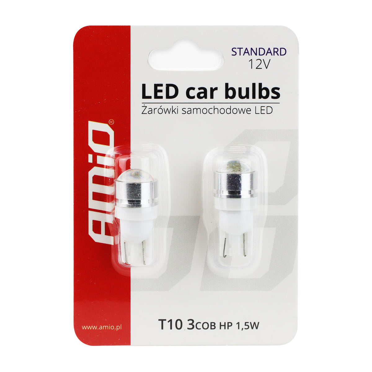 LED-polttimo T10 W5W 3xCOB HP 1,5W 12V linssillä