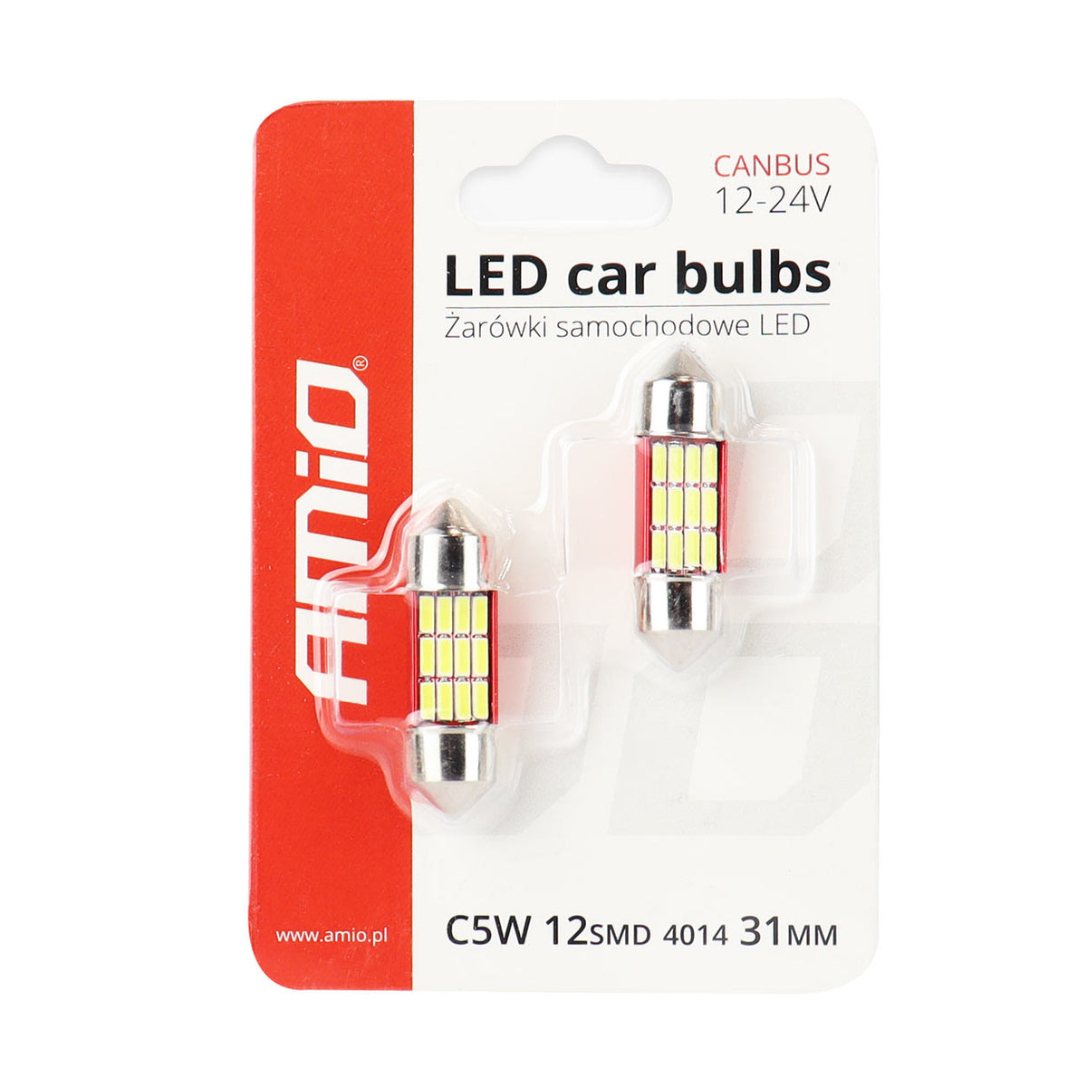 LED-polttimo CANBUS 4014 12SMD Festoon C5W/C10W/C3W 31mm valkoinen 12V/24V