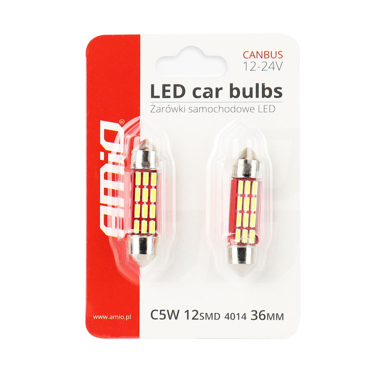 LED-polttimo CANBUS 4014 12SMD Festoon C5W/C10W/C3W 36mm valkoinen 12V/24V
