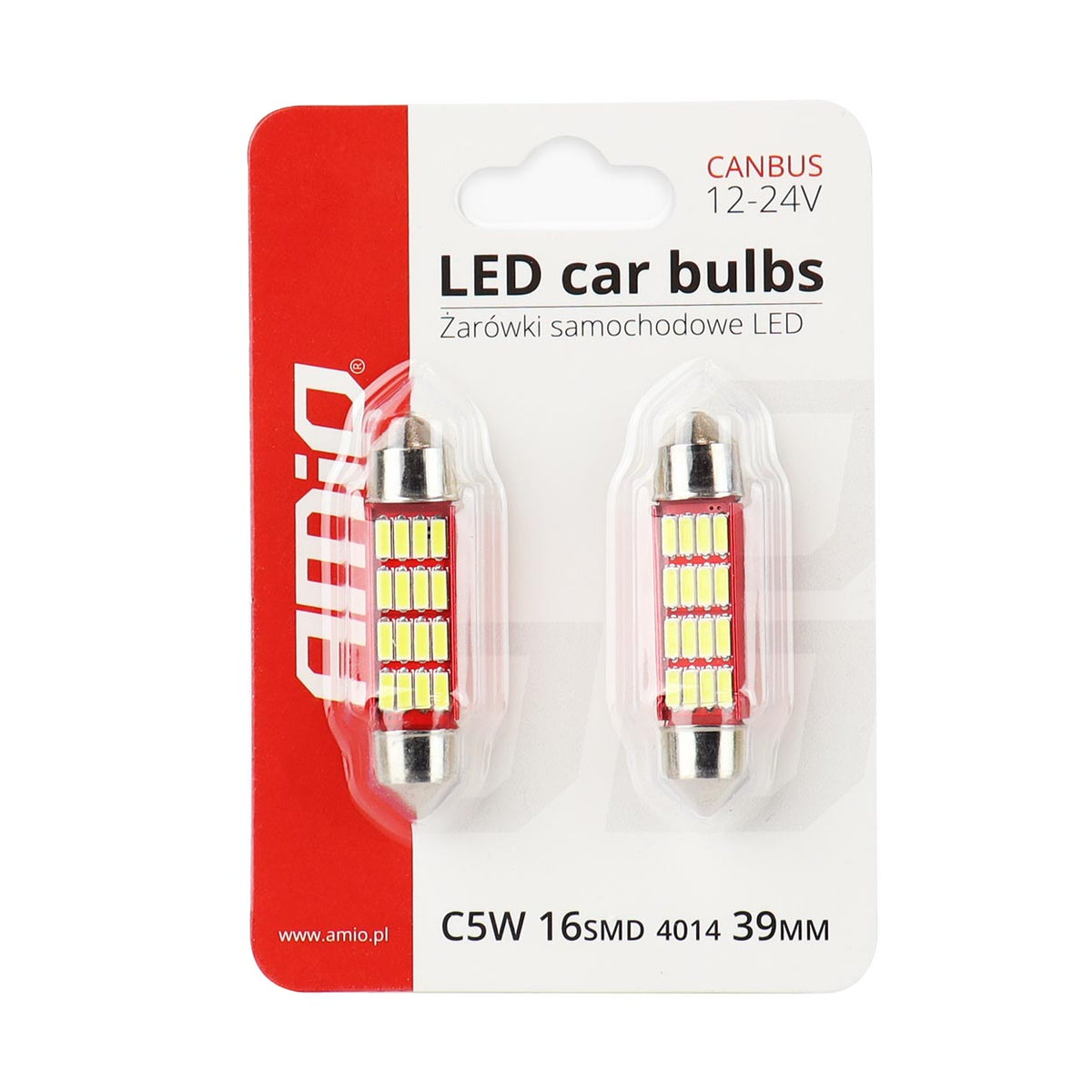 LED-polttimo CANBUS 4014 16SMD Festoon C5W/C10W/C3W 39mm valkoinen 12V/24V