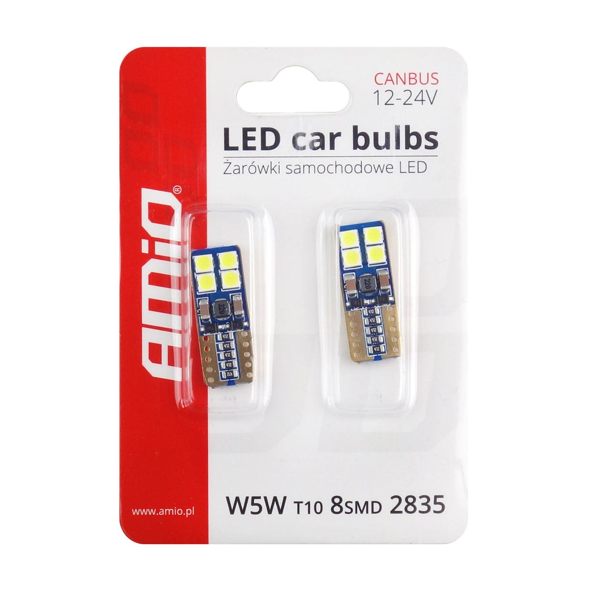 LED-polttimo CANBUS 8SMD 2835 T10 (W5W) valkoinen 12V/24V