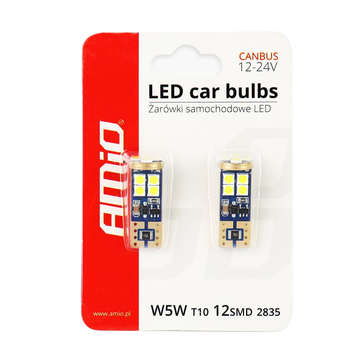 LED-polttimo CANBUS 12SMD 2835 T10e (W5W) valkoinen 12V/24V