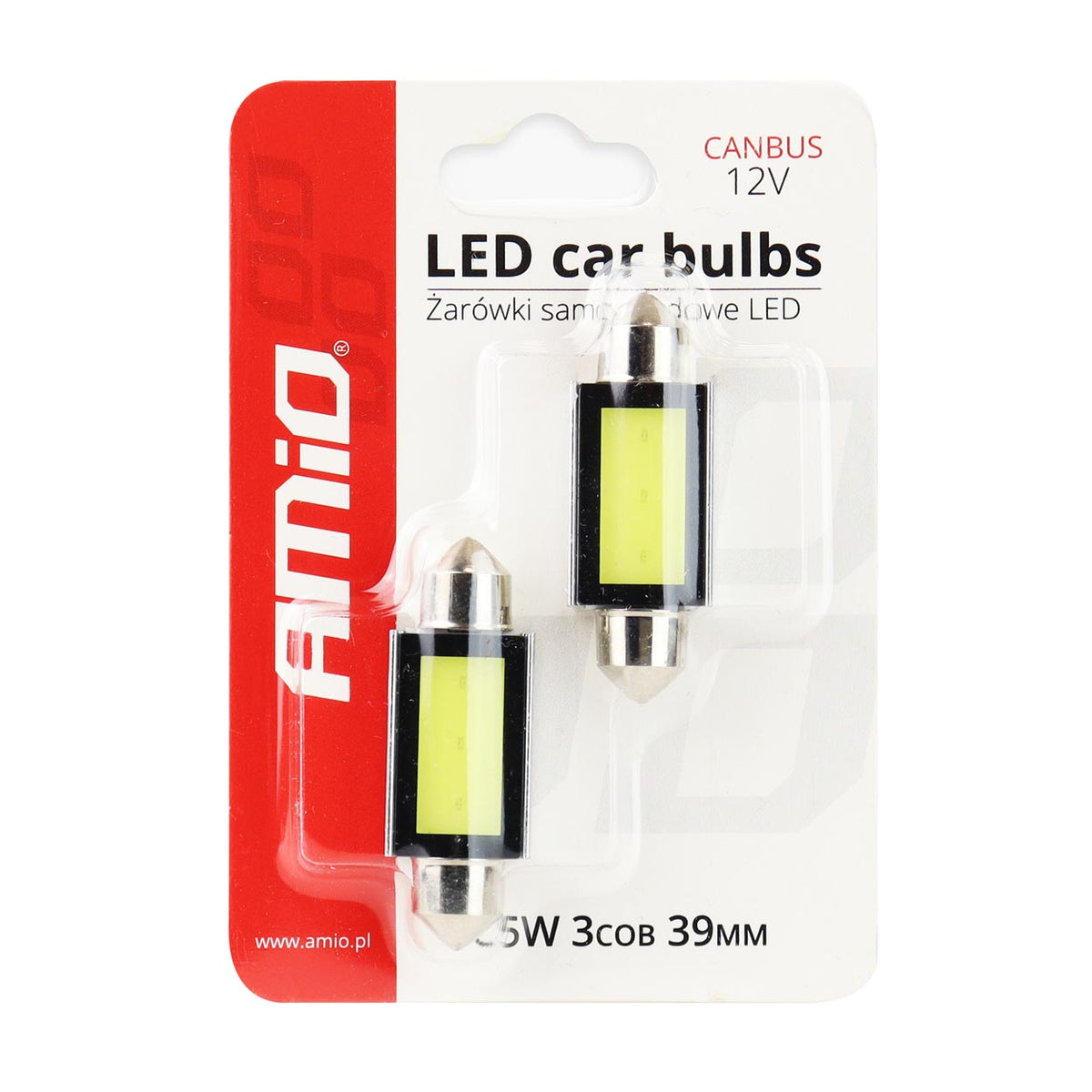 LED-polttimo CANBUS COB3 Festoon C5W/C10W/C3W 39mm valkoinen 12V