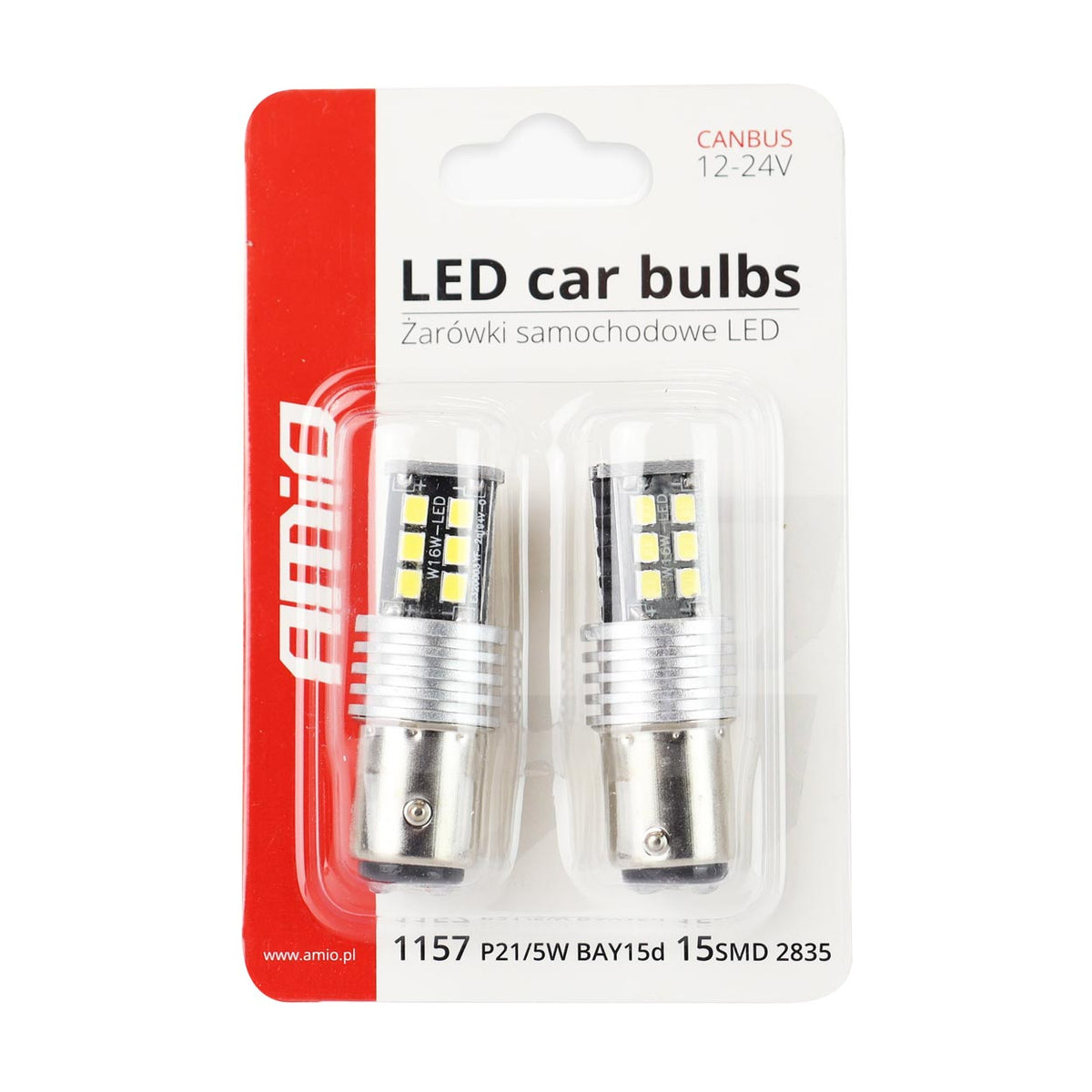 LED-polttimo CANBUS 2835 15SMD 1157 BAY15D P21/5W valkoinen 12V/24V