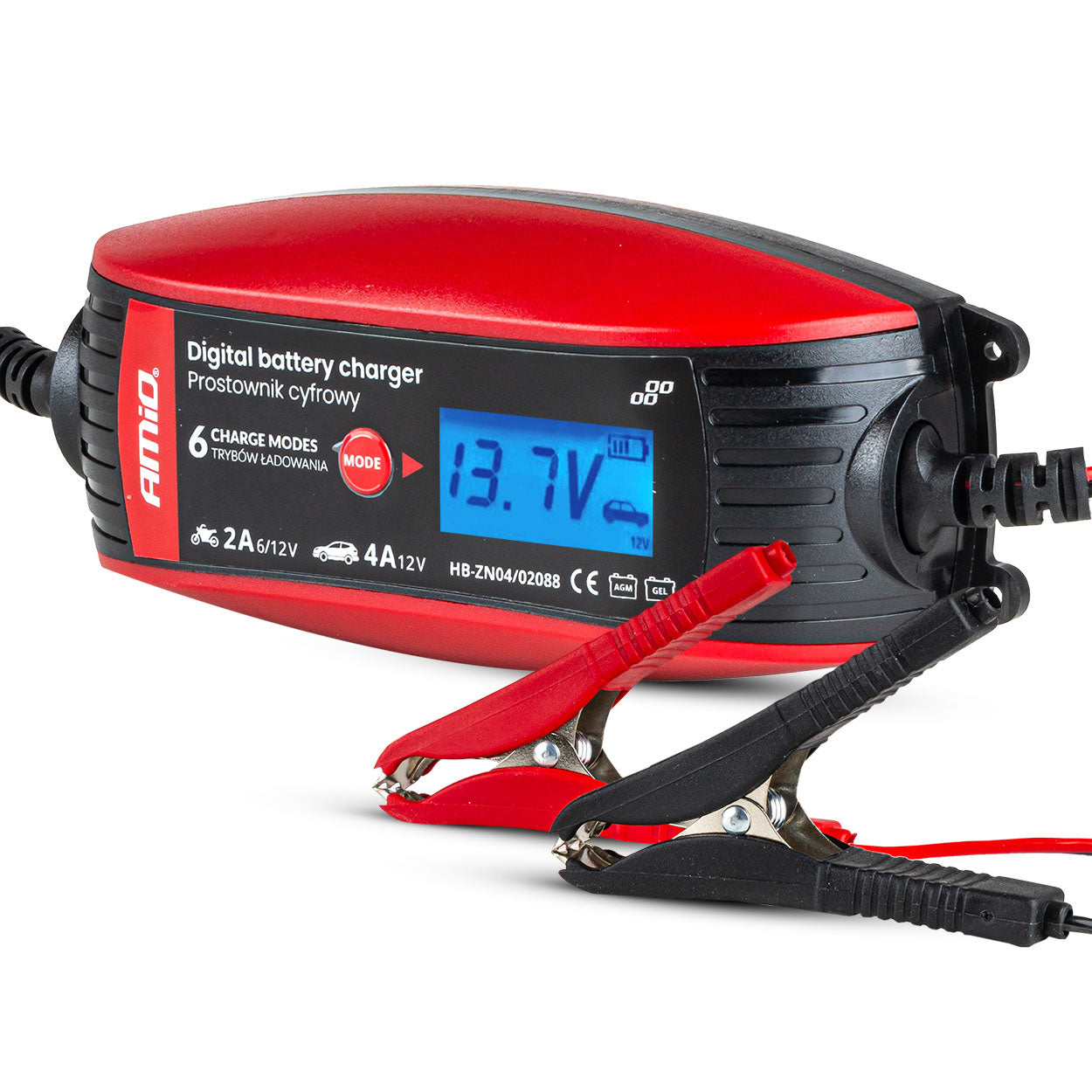 AMiO Digitaalinen akkulaturi 6V/12V - 2A/4A - DVL DBC-4A