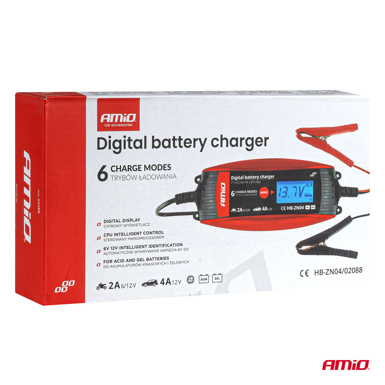 AMiO Digitaalinen akkulaturi 6V/12V - 2A/4A - DVL DBC-4A