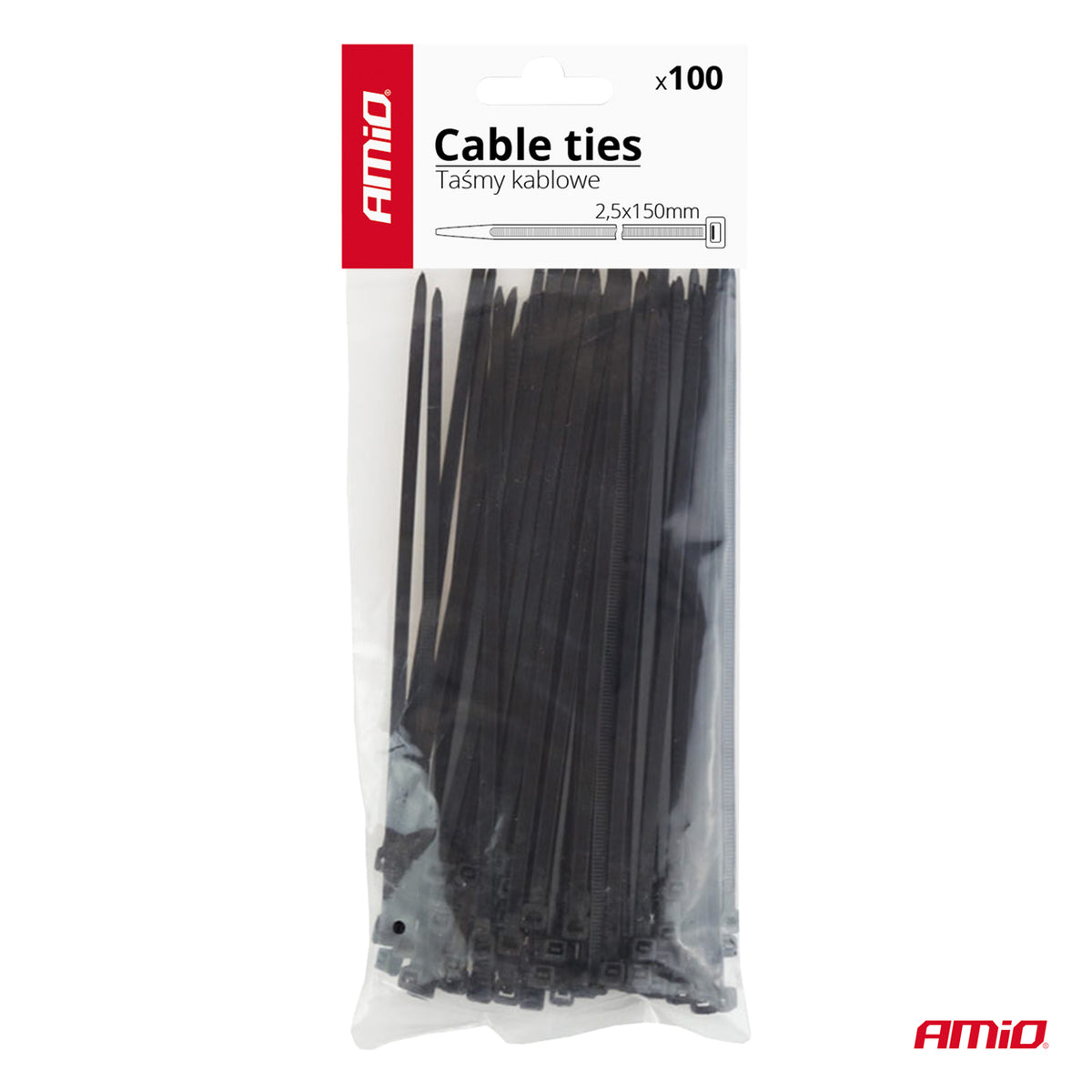 Nippusiteet musta 2,5x150 mm - 100 kpl