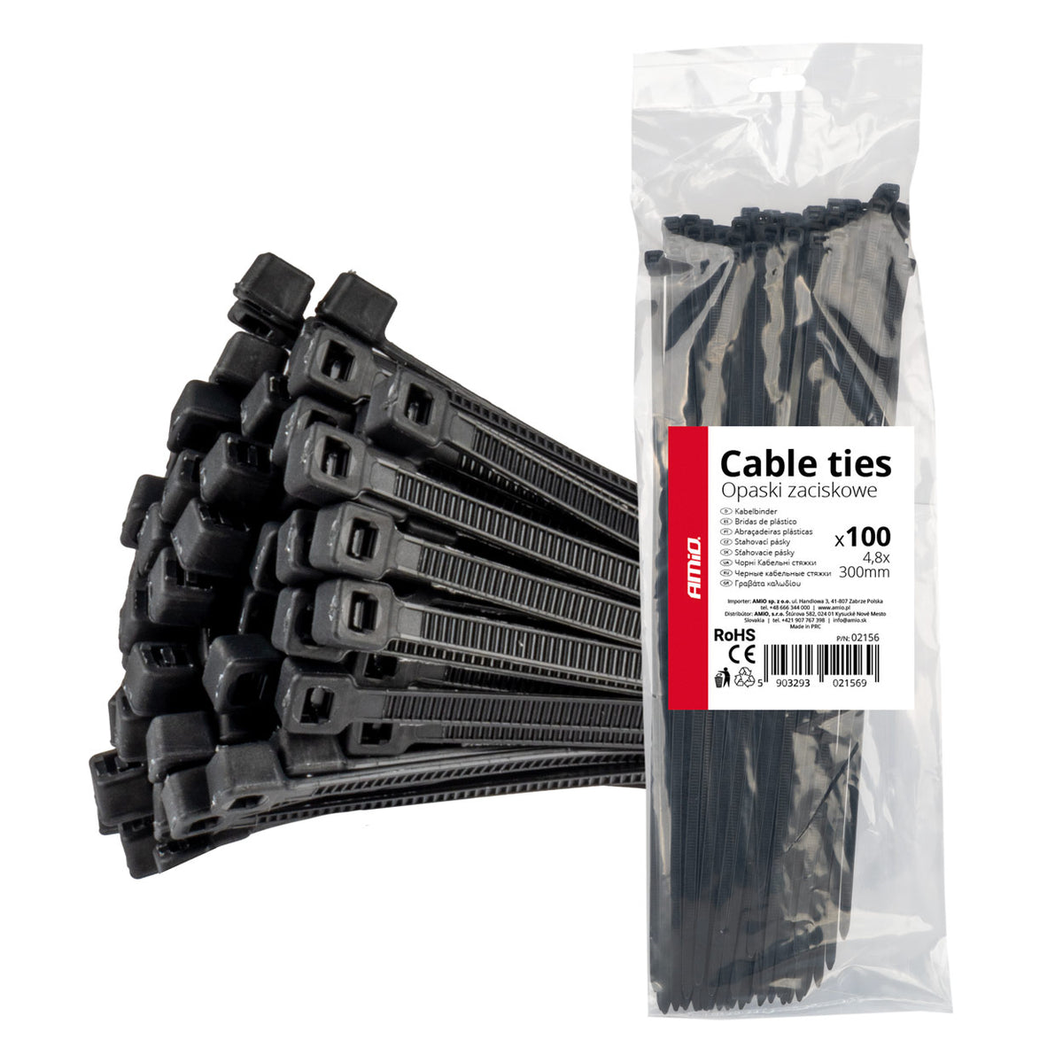 Nippusiteet musta 4,8x300 mm - 100 kpl