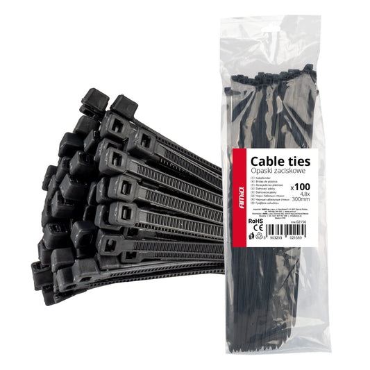 Nippusiteet musta 4,8x300 mm - 100 kpl