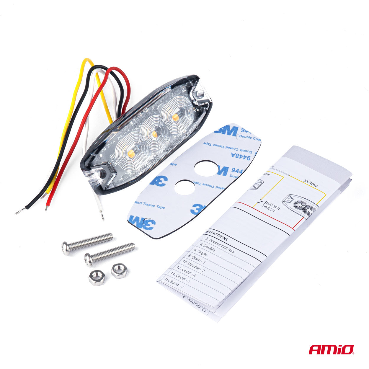 Matalaprofiilinen vilkkuvalo 3x3W LED R65 R10 12/24V IP67