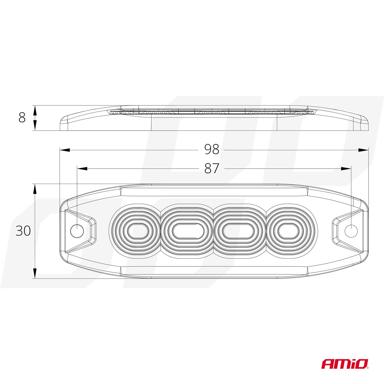 LED-Warnleuchte 4 LED R65 R10 12-24V AMIO-02298
LED-varoitusvalo 4 LED R65 R10 12-24V AMIO-02298