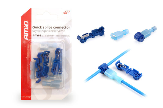 Sähköliittimet pikaliitin T-tyyppi 0,75-2,5mm² 15A 5kpl blister