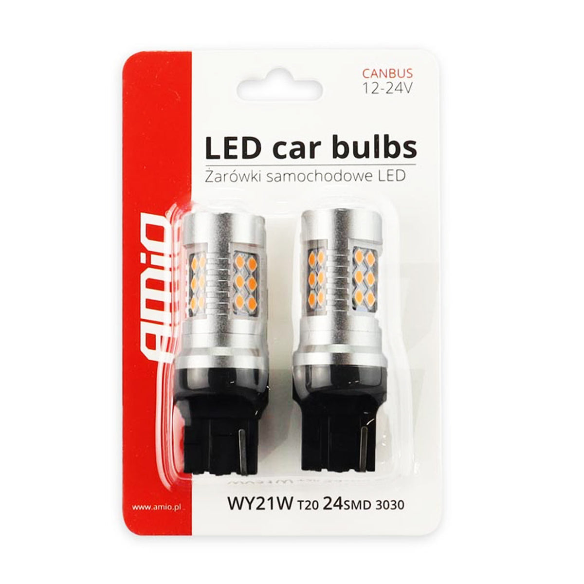 LED CANBUS 3030 24SMD T20 7440 WY21W oranssi 12 V/24 V