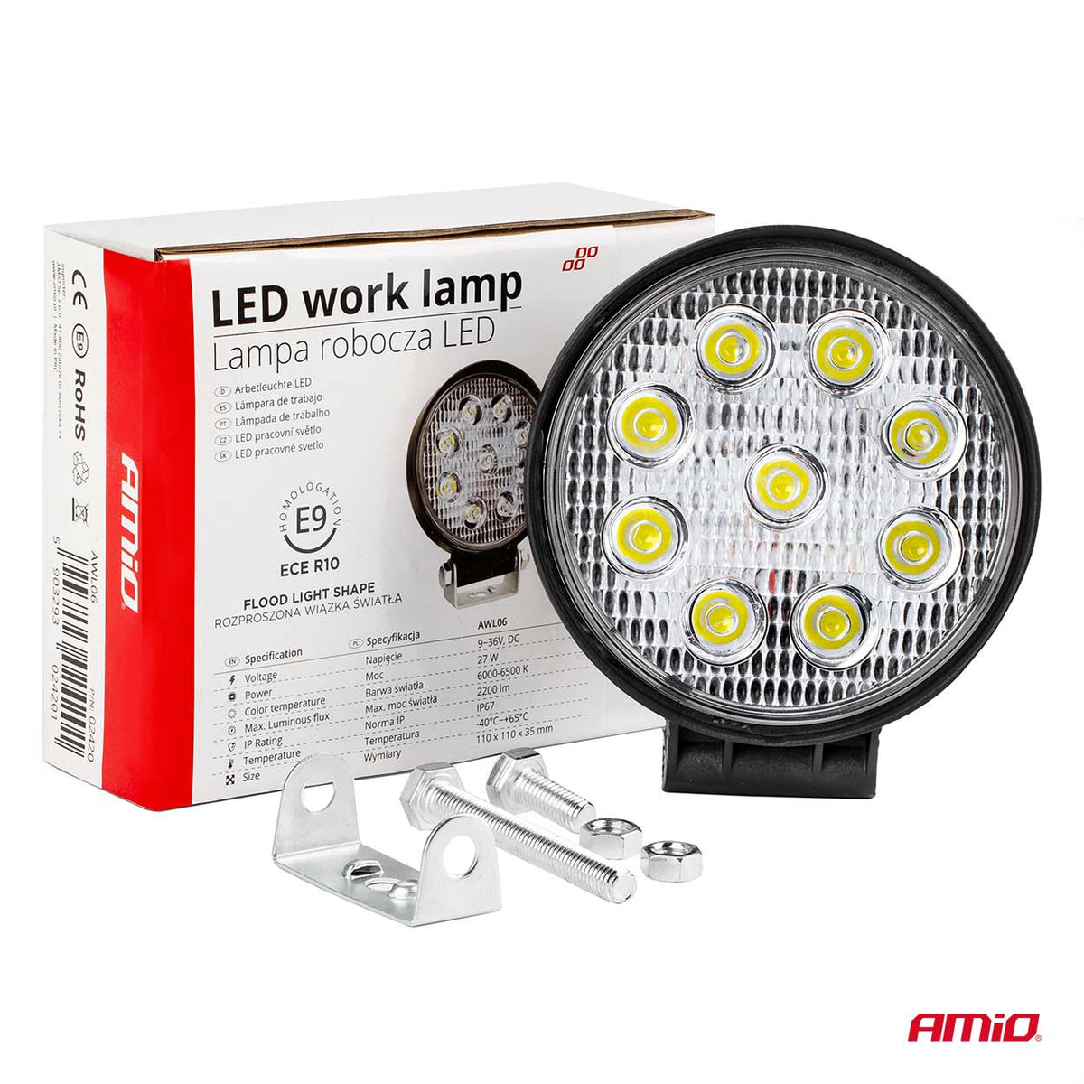 Työvalo AWL06 9 LED Flood 9-36 V
