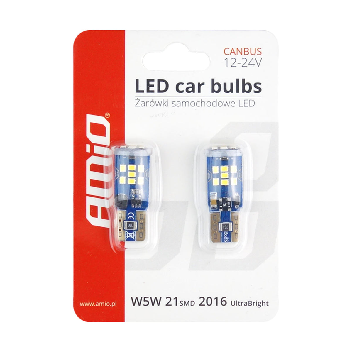 LED-polttimo CANBUS 21 SMD UltraBright T10 W5W valkoinen 12V/24V