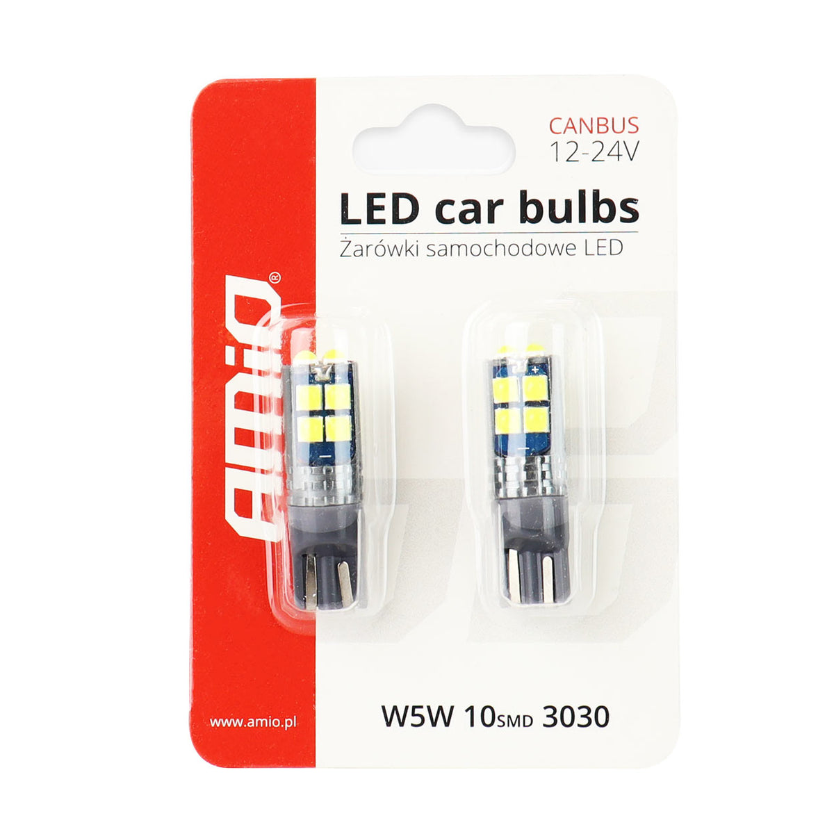 LED-polttimo CANBUS 10SMD 3030 T10 W5W valkoinen 12V/24V