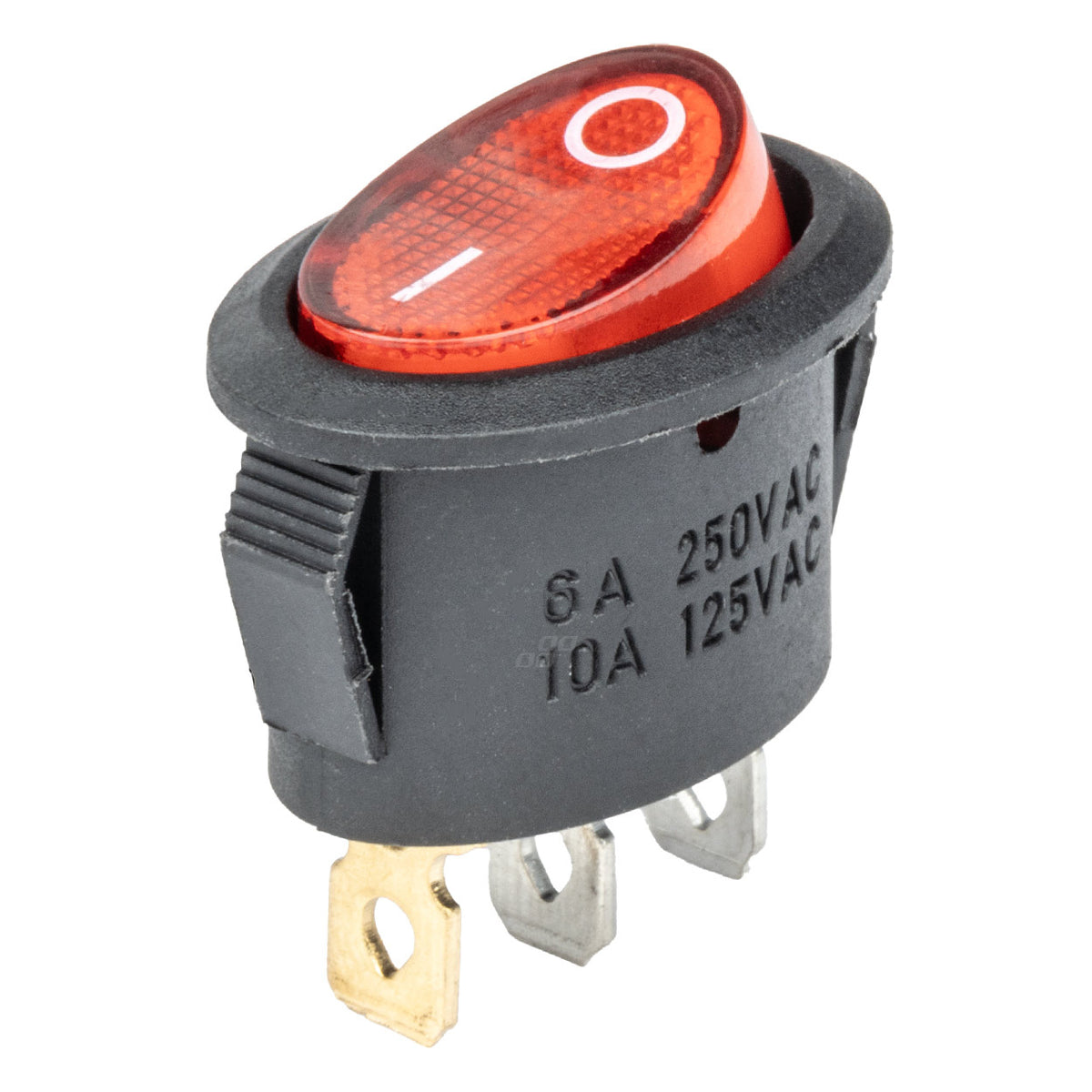 Soikea kytkin 12 V/230 V (punaisella valolla) BU01