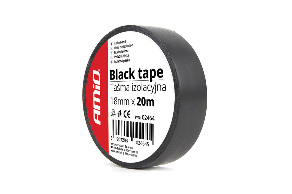 Eristysteippi, musta 18mm x 20m (1 kpl)