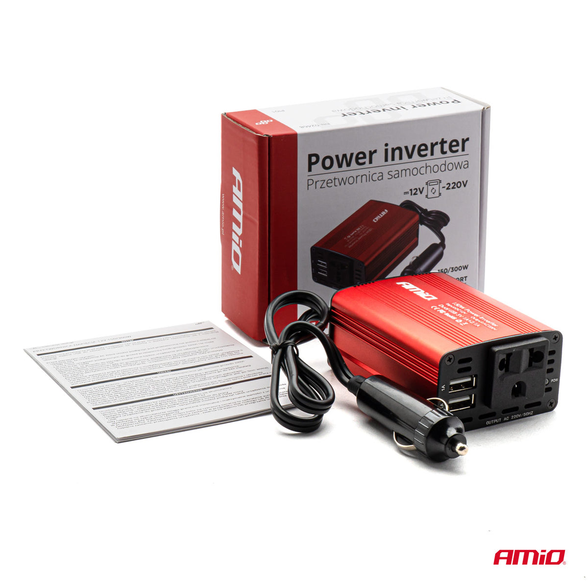 Jännitemuunnin 12 V/230 V 150 W/300 W 2xUSB PI01
