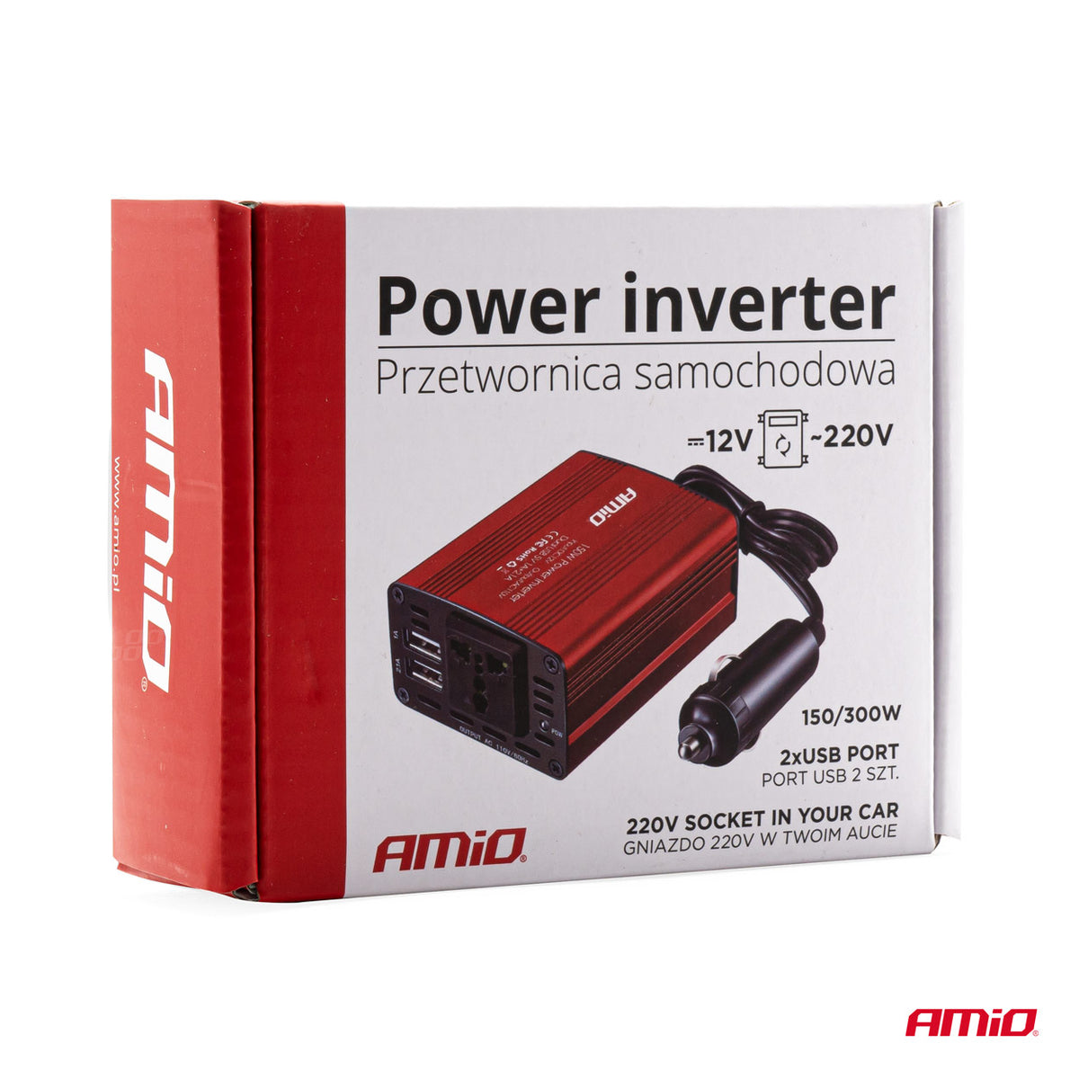 Jännitemuunnin 12 V/230 V 150 W/300 W 2xUSB PI01