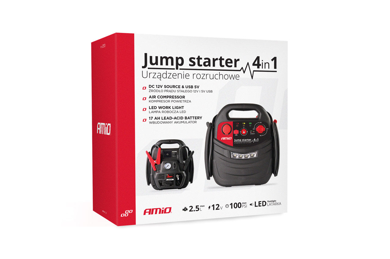 AMiO 4-in-1 käynnistysapu, 12V 17Ah 900A JS01