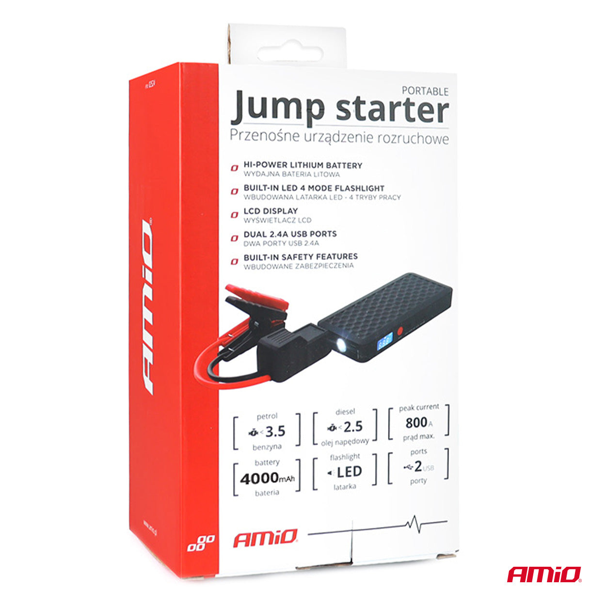 AMiO Powerbank 12V 4Ah 800A SJ02 käynnistysapu