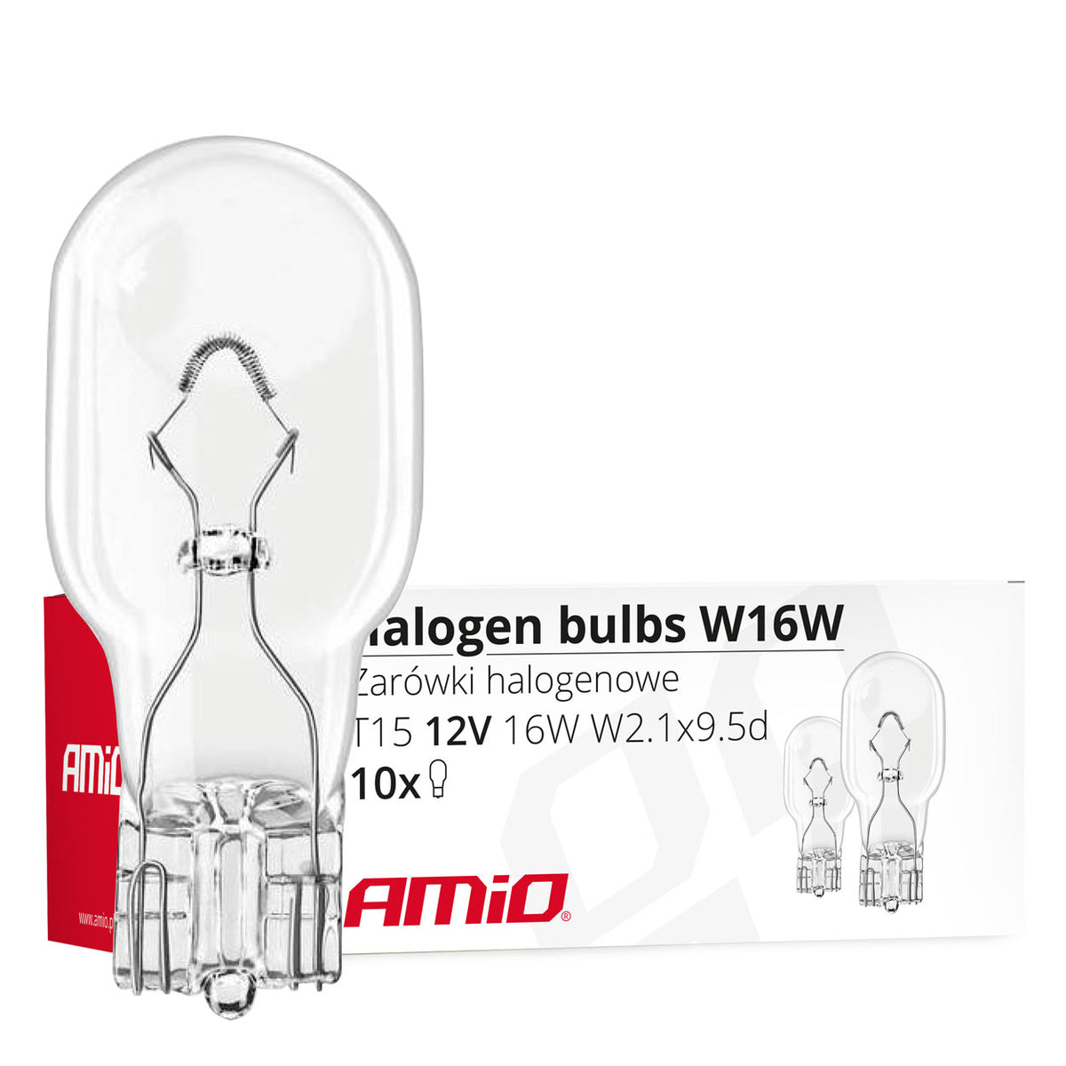 Halogeenipolttimo W16W T15 16 W W2.1X9.5d 12 V 10 kpl