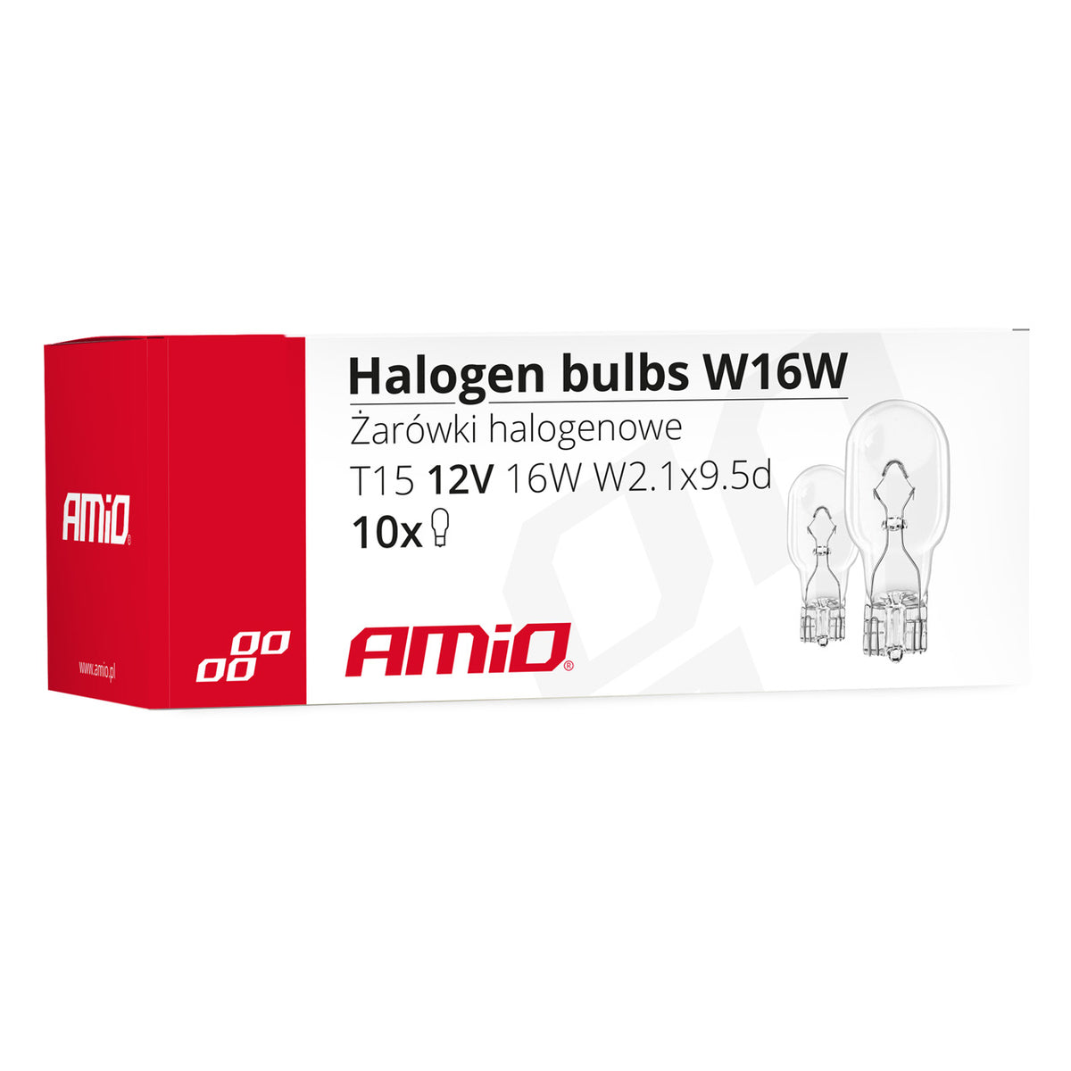 Halogeenipolttimo W16W T15 16 W W2.1X9.5d 12 V 10 kpl