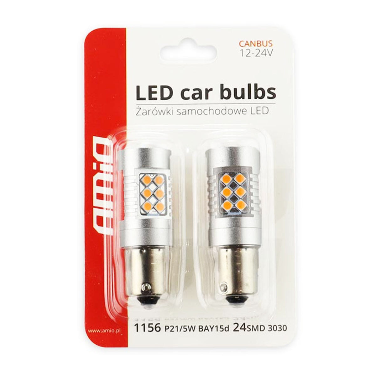 LED CANBUS 3030 24SMD 1156 BAU15S PY21W oranssi 12V/24V