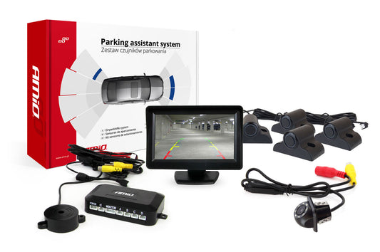 Pysäköintiavustin TFT01 4.3" HD-305-LED-kameralla ja 4 anturilla musta Truck