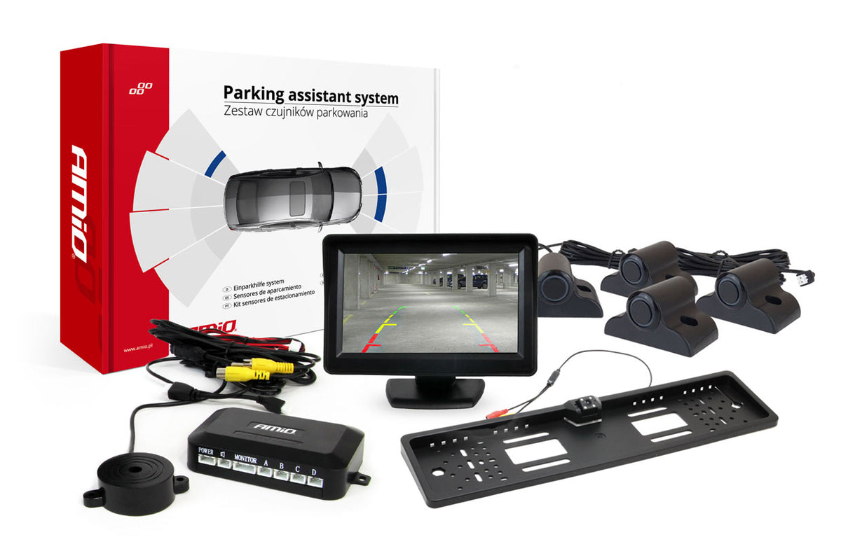 Pysäköintiavustin TFT01 4.3" HD-402-LED-kameralla ja 4 anturilla musta Truck