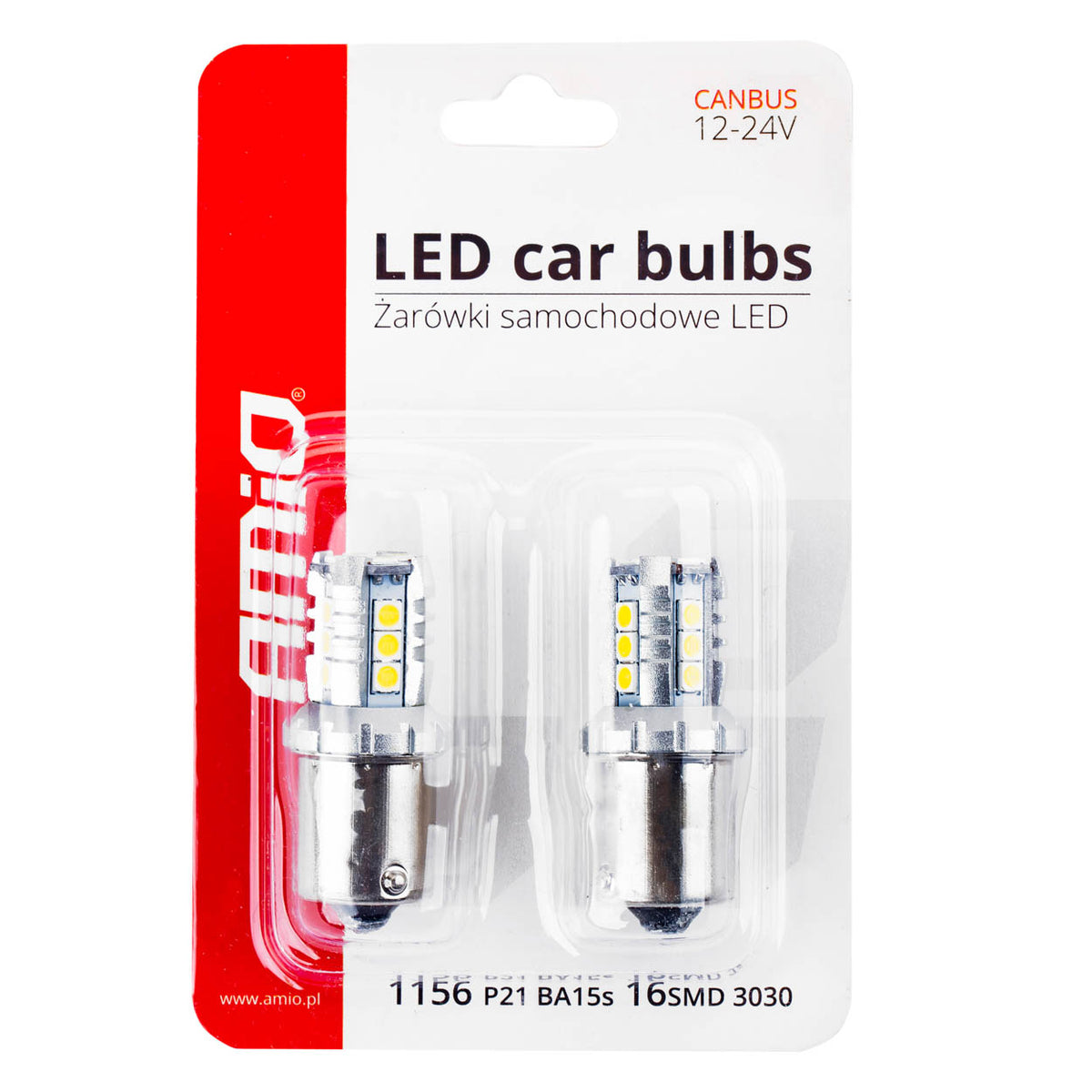 LED-polttimo CANBUS 3030 16SMD 1156 BA15S P21W R10W R5W valkoinen 12V/24V