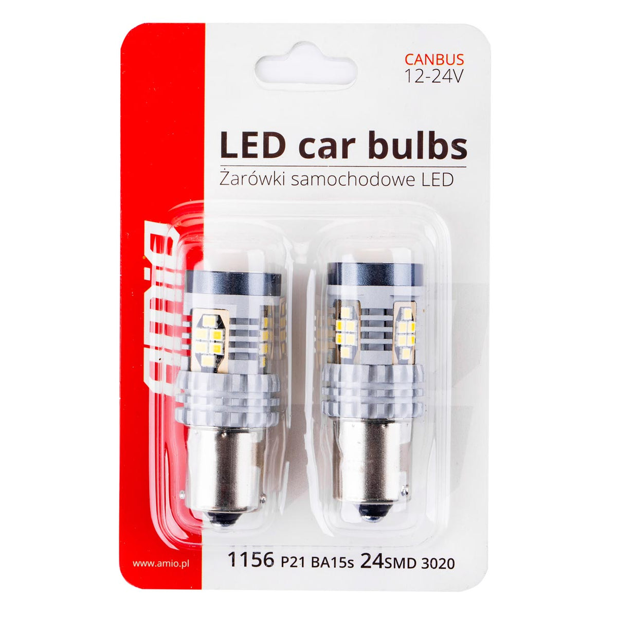 LED CANBUS -polttimo 3020 24SMD 1156 BA15S P21W R10W R5W valkoinen 12V/24V