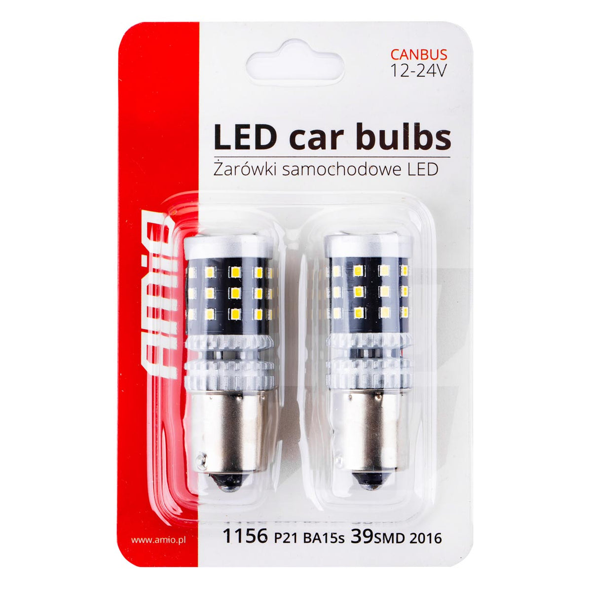 LED CANBUS -polttimo 39 SMD 1156 BA15S P21W R10W R5W valkoinen 12V/24V
