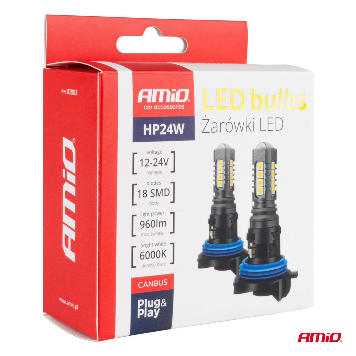 LED-polttimo CANBUS 3030 18SMD HP24W valkoinen 12V/24V