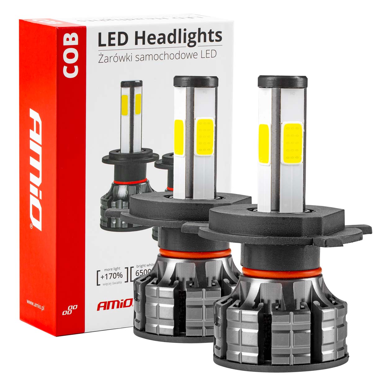 LED-ajovalot H4 Cob 4side -Sarja Amio
