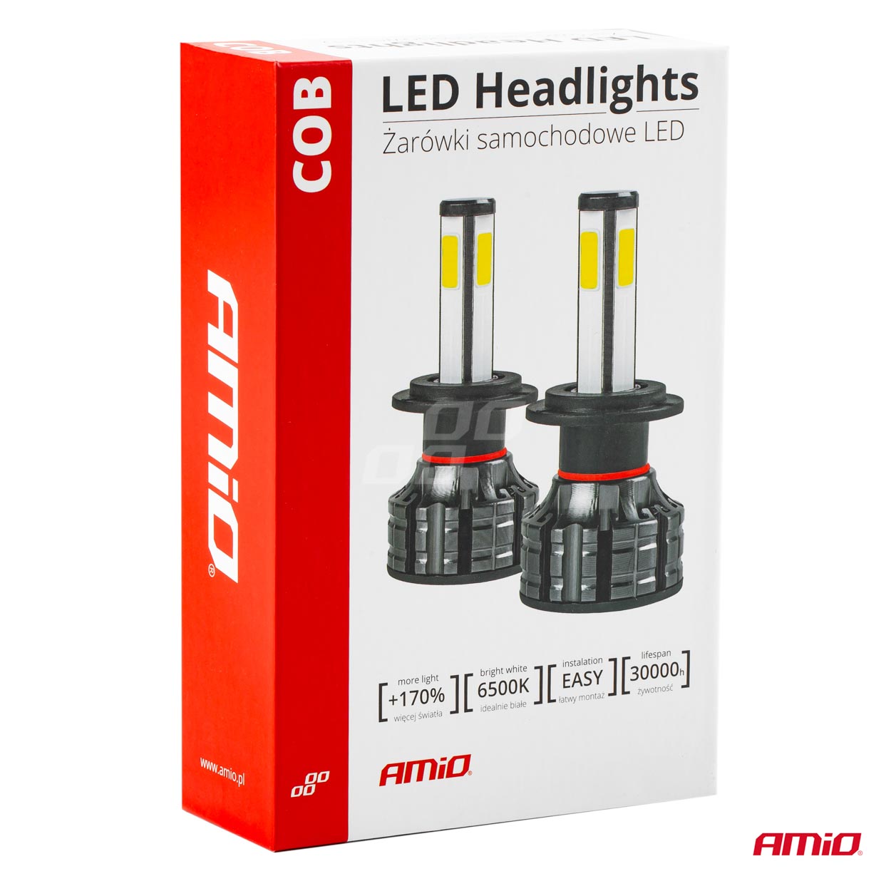LED-ajovalot H7 Cob 4side -Sarja Amio