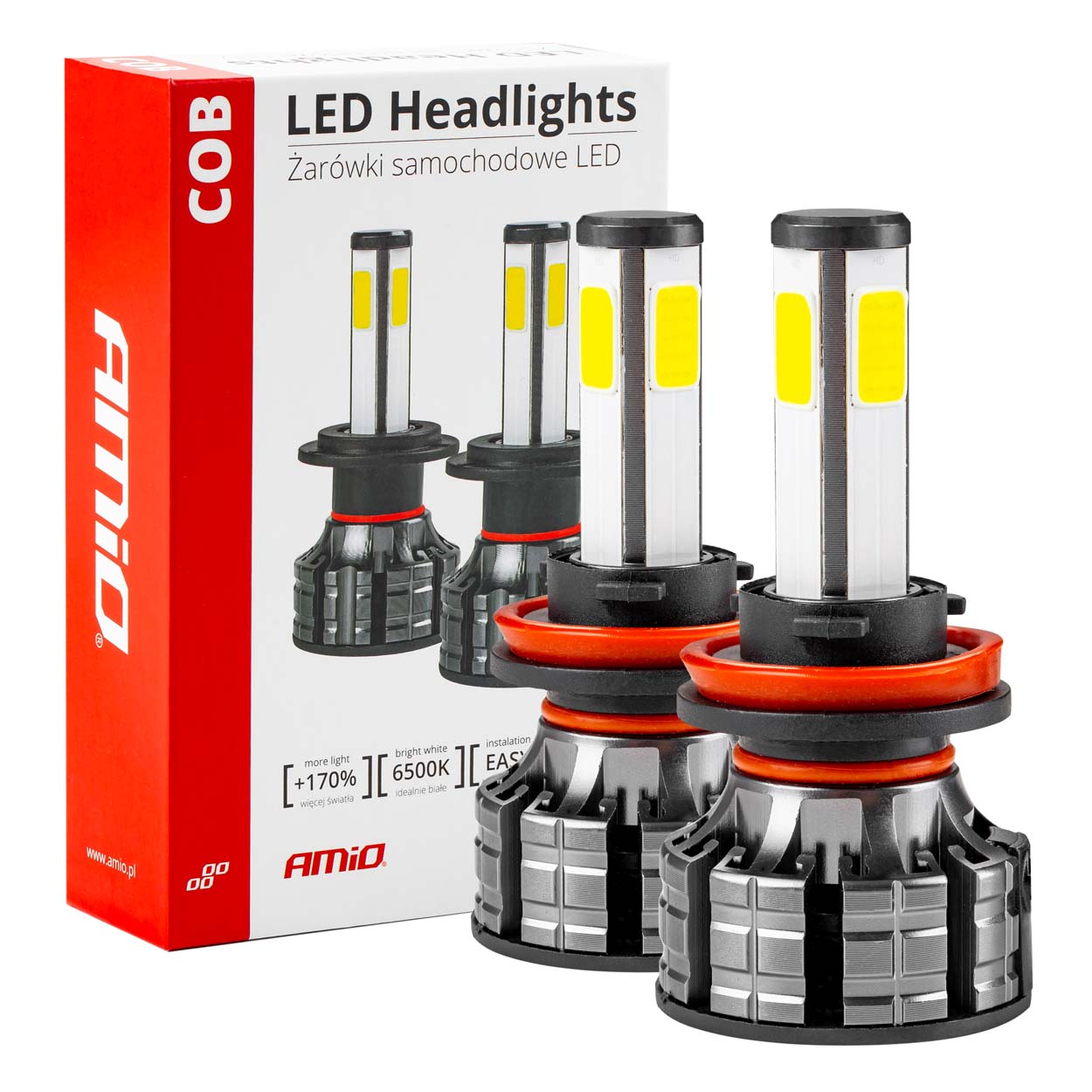 LED-ajovalot H8/H9/H11 Cob 4side -sarja Amio